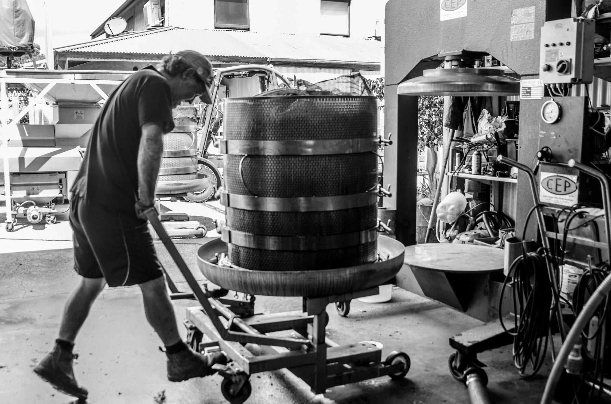 Pushing the basket press in place